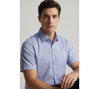 Kurzarmhemd GANT "POPLIN AOP", Herren, Gr. XL, N-Gr, blau (faded denim), Web, Obermaterial: 100% Baumwolle, gemustert, regular fit normal, Hemden, normale Passform, Kentkragen (76094218-XL) faded deni