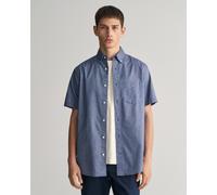 Kurzarmhemd GANT "REG OXFORD SHIRT", Herren, Gr. M, N-Gr, blau (persian blau), Web, Obermaterial: 100% Baumwolle, Hemden Kurzarmhemd, Gant-Stickerei (57313923-M)