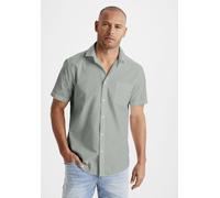Kurzarmhemd H.I.S, Herren, Gr. XL (43/44), N-Gr, grün (salbei), Web, Obermaterial: 100% Baumwolle, unifarben, regular fit, Rundhals, abgesteppte Kante, Hemden, mit Kentkragen, Oxford-Qualität aus rein