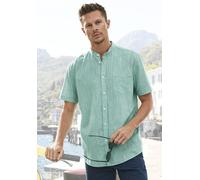 Kurzarmhemd H.I.S, Herren, Gr. XXL (45/46), N-Gr, grün, Web, Obermaterial: 100% Baumwolle, unifarben, regular fit, Rundhals, abgesteppte Kante, Hemden, Regular Fit, Stehkragenhemd mit Brusttasche, rei