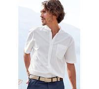 Kurzarmhemd H.I.S, Herren, Gr. XXL (45/46), N-Gr, weiß, Web, Obermaterial: 100% Baumwolle, unifarben, regular fit, Rundhals, abgesteppte Kante, Hemden, Regular Fit, Stehkragenhemd mit Brusttasche, rei