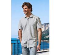 Kurzarmhemd H.I.S, Herren, Gr. XXXL (47/48), N-Gr, grün (salbei), Web, Obermaterial: 100% Baumwolle, unifarben, regular fit, Rundhals, abgesteppte Kante, Hemden, mit Kentkragen, Oxford-Qualität aus re