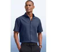 Kurzarmhemd H.I.S "Regular Fit", Herren, Gr. S (37/38), N-Gr, blau (dunkelblau), Web, Obermaterial: 100% Baumwolle, unifarben, regular fit, Rundhals, abgesteppte Kante, Hemden, in hochwertiger Struktu