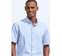 Kurzarmhemd H.I.S "Regular Fit", Herren, Gr. XL (43/44), N-Gr, blau (hellblau), Web, Obermaterial: 100% Baumwolle, unifarben, regular fit, Rundhals, abgesteppte Kante, Hemden, in hochwertiger Struktur