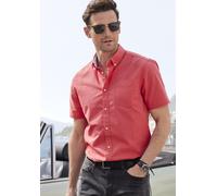 Kurzarmhemd H.I.S "regular-fit", Herren, Gr. XXXL (47/48), N-Gr, rot, Web, Obermaterial: 100% Baumwolle, unifarben, regular fit, Rundhals, abgesteppte Kante, Hemden, mit Button-down-Kragen, reine Baum