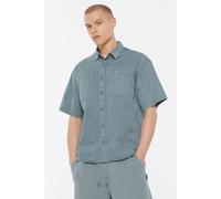 Kurzarmhemd HARLEM SOUL, Herren, Gr. M, Normalgrößen, blau (fog blau), Twill, Material: 100% Baumwolle, unifarben, relaxed fit normal, gerader Abschluss, Hemden, mit Brusttaschen (25407418-M) fog blau