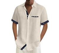 Kurzarmhemd Herren, Sommer Hemd Herren Kurzarm Einfarbig Sommerhemd Leicht Hemden Bügelfrei Herrenhemden 70er Jahre Sommer Strand Outfit Outdoor Freizeithemd Elegant Retro Hawaiihemd Herren