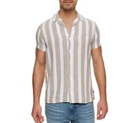 Kurzarmhemd INDICODE "INCarlui", Herren, Gr. S, N-Gr, grün (covert grün), Web, Obermaterial: 55% Leinen, 45% Baumwolle, gestreift, regular fit, Hemden (39033632-S) covert grün