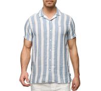 Kurzarmhemd INDICODE "INCarlui", Herren, Gr. XL, N-Gr, blau (copen blau), Web, Obermaterial: 55% Leinen, 45% Baumwolle, gestreift, regular fit, Hemden (76095923-XL) copen blau