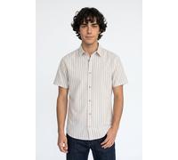 Kurzarmhemd JACK & JONES "JJCHAD OXFORD STRIPE SHIRT SS", Herren, Gr. L, N-Gr, string, Web, Obermaterial: 100% Baumwolle, gestreift, regular fit, Hemden (46511911-L) string