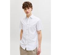 Kurzarmhemd JACK & JONES "JJCHAD OXFORD STRIPE SHIRT SS", Herren, Gr. L, N-Gr, weiß, Web, Obermaterial: 100% Baumwolle, gestreift, regular fit, Hemden (21140242-L) weiß
