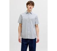 Kurzarmhemd JACK & JONES "JJCHAD OXFORD STRIPE SHIRT SS", Herren, Gr. XL, N-Gr, ensign blau, Web, Obermaterial: 100% Baumwolle, gestreift, regular fit, Hemden (18600938-XL) ensign blau