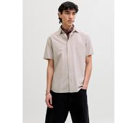 Kurzarmhemd JACK & JONES "JJEBREEZE LINEN BLEND SHIRT S/S SN", Herren, Gr. L, N-Gr, string, Web, Obermaterial: 70% Baumwolle, 30% Leinen, unifarben, normal, Hemden, mit Leinen (26984310-L) string