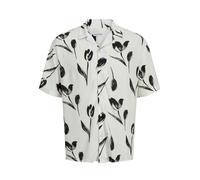 Kurzarmhemd JACK & JONES "JJEJEFF CHARGE RESORT SHIRT SS SN", Damen, Gr. XS, N-Gr, weiß (cloud dancer), Web, Obermaterial: 100% Viskose, bedruckt, relaxed fit taillenbedeckt, ohne Ausschnitt, gerader