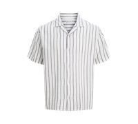 Kurzarmhemd JACK & JONES "JJELIAM RESORT SHIRT SS SN", Herren, Gr. XL, N-Gr, dusty olive stripes:stripe, Web, Obermaterial: 100% Baumwolle, gestreift, loose fit normal, V-Ausschnitt, Hemden, Baumwolle