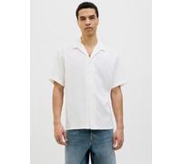 Kurzarmhemd JACK & JONES "JJEMATTEO RESORT SHIRT SS SN", Damen, Gr. XXL, N-Gr, weiß, Web, Obermaterial: 97% Polyester, 3% Elasthan, Strukturmuster, relaxed fit taillenbedeckt, ohne Ausschnitt, gerader