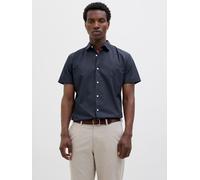 Kurzarmhemd JACK & JONES "JJJOE SHIRT SS PLAIN", Herren, Gr. XL, N-Gr, navy blazer, Web, Obermaterial: 65% Polyester, 35% Baumwolle, unifarben, slim fit hüftlang, Hemden (31251865-XL) navy blazer