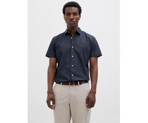 Kurzarmhemd JACK & JONES "JJJOE SHIRT SS PLAIN", Herren, Gr. XL, N-Gr, navy blazer, Web, Obermaterial: 65% Polyester, 35% Baumwolle, unifarben, slim fit hüftlang, Hemden (31251865-XL) navy blazer