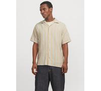 Kurzarmhemd JACK & JONES "JORCOBA STRIPE RESORT SHIRT SS SN", Herren, Gr. S, N-Gr, golden apricot, Web, Obermaterial: 100% Baumwolle, gestreift, relaxed fit normal, Hemden (19839715-S) golden apricot