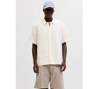 JACK & JONES Regular Fit Freizeithemd mit Strukturmuster Modell 'MONTAUK' in Offwhite, Größe L