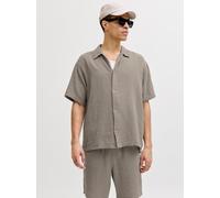 Kurzarmhemd JACK & JONES "JORNANTUCKET DOUBLE CLOTH SHIRT SS EA26", Herren, Gr. L, N-Gr, vintage khaki, Web, Obermaterial: 100% Baumwolle, unifarben, relaxed fit normal, Hemden (79321703-L) vintage kh