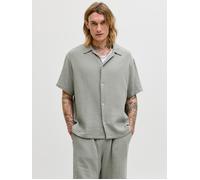 Kurzarmhemd JACK & JONES "JORNANTUCKET DOUBLE CLOTH SHIRT SS EA26", Herren, Gr. S, N-Gr, seagrass, Web, Obermaterial: 100% Baumwolle, unifarben, relaxed fit normal, Hemden (78641350-S) seagrass
