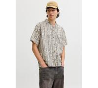 Kurzarmhemd JACK & JONES "JPRBLULYON PRINT DOBBY S/S SHIRT SN", Herren, Gr. S, N-Gr, moonstruck aop, Web, Obermaterial: 100% Baumwolle, bedruckt, normal, Hemden (44732667-S) moonstruck aop