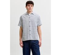Kurzarmhemd JACK & JONES "JPRBLUTIAGO STRUCTURE SS RESORT SHIRT SN", Herren, Gr. M, N-Gr, riviera, Web, Obermaterial: 100% Baumwolle, relaxed fit normal, ohne Ausschnitt, gerader Abschluss, Hemden, Ba