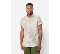 Kurzarmhemd JACK WOLFSKIN "HOT SPRINGS SHIRT M", Herren, Gr. S (48), Normalgrößen, beige (egret, 41), OBERSTOFF: 100% BAUMWOLLE, Hemden (18789526-S) egret, 41