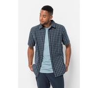 Kurzarmhemd JACK WOLFSKIN "HOT SPRINGS SHIRT M", Herren, Gr. S (48), Normalgrößen, blau (night, blau, checks), OBERSTOFF: 100% BAUMWOLLE, Hemden (20733863-S) night, blau, checks