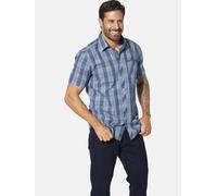 Kurzarmhemd JAN VANDERSTORM "Kurzarmhemd HAGBUR", Herren, Gr. XXL, weit, grau (blau kariert), Obermaterial: 100% Baumwolle CO., Hemden (37229708-XXL) blau kariert