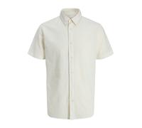 Kurzarmhemd "JJEBREEZE LINEN BLEND SHIRT S/S SN PLS", Herren, Gr. 4XL, N-Gr, weiß, Web, Obermaterial: 70% Baumwolle, 30% Leinen, JACK & JONES PLUSSIZE, unifarben, normal, Hemden, mit Leinen, regular f