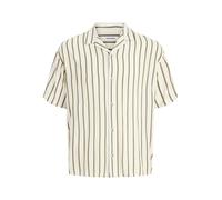 Kurzarmhemd "JJEJEFF RESORT STRIPE SHIRT SS PLS", Herren, Gr. 4XL, N-Gr, dusty olive, Web, Obermaterial: 100% Viskose, JACK & JONES PLUSSIZE, gestreift, normal, Hemden, Viskose, loose fit (92164136-4X