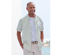 Kurzarmhemd JOHN DEVIN "Regular Fit", Herren, Gr. L (41/42), N-Gr, grün (hellgrün, gestreift), Web, Obermaterial: 100% Baumwolle, gestreift, regular fit, Rundhals, abgesteppte Kante, Hemden, Streifenh