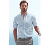 Kurzarmhemd JOHN DEVIN "Regular Fit", Herren, Gr. XL (43/44), N-Gr, blau (blau, gestreift), Web, Obermaterial: 100% Baumwolle, gestreift, regular fit, Rundhals, abgesteppte Kante, Hemden, Streifenhemd
