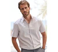 Kurzarmhemd JOHN DEVIN "Regular Fit", Herren, Gr. XXXL (47/48), N-Gr, beige, Web, Obermaterial: 75% Baumwolle, 25% Leinen, unifarben, regular fit, Rundhals, abgesteppte Kante, Hemden, Leinenhemd mit K