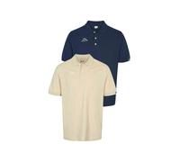 Kurzarmhemd KAPPA "Kappa Polo shirt KMLogo Maltaxita 2-Pack", Herren, Gr. XS, Normalgrößen, beige (2blau marine, beige fog), Obermaterial: 100% Baumwolle, Hemden (86749829-XS) 2blau marine, beige fog