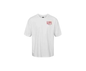 Kurzarmhemd KAPPA "Kappa T-Shirt KMAuthentic Sauren", Herren, Gr. XS, Normalgrößen, weiß, rot md coral, Obermaterial: 100% Baumwolle, Hemden (22473861-XS) weiß, rot md coral