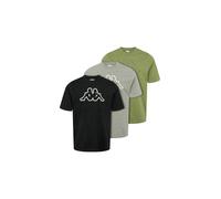Kurzarmhemd KAPPA "Kappa T-shirt KMLogo Cromen 3-Pack", Damen, Gr. M, Normalgrößen, grau mel, schwarz, olive grün, Obermaterial: 100% Baumwolle, Hemden Kurzarmhemd (63978119-M)