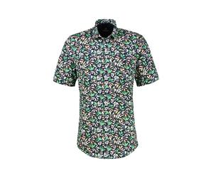 Kurzarmhemd LERROS "1/2 Hemd floral bedruckt, grosse Größen", Herren, Gr. 4XL, extraweit, mint water, 100% Baumwolle, Hemden (81937633-4XL) mint water
