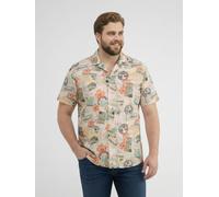LERROS Bequemes Kurzarmhemd mit All-over-Print, große Größen - Gravel Beige 4XL