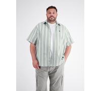 Kurzarmhemd LERROS "Bequemes Kurzarmhemd mit stylishen Streifen, große Größen", Herren, Gr. 3XL, Normalgrößen, grün (bay grün), 100% Baumwolle, Hemden (51567029-XXXL) bay grün