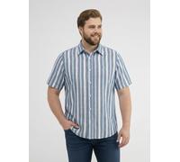 Kurzarmhemd LERROS "Bequemes Kurzarmhemd mit stylishen Streifen, große Größen", Herren, Gr. 4XL, Normalgrößen, blau (true blau), 100% Baumwolle, Hemden (91810450-4XL) true blau