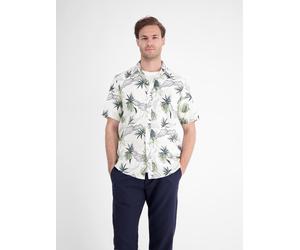 Kurzarmhemd LERROS "Casual Kurzarmhemd mit floralem Print aus leichtem Material", Herren, Gr. L, Normalgrößen, broken weiß, 60% Polyester, 40% Baumwolle, Hemden (77999250-L) broken weiß