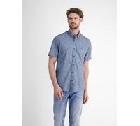 Kurzarmhemd LERROS "LERROS Kurzarmhemd mit verdecktem Button-down-Kragen", Herren, Gr. XXXL, Normalgrößen, blau (space blau), 60% Polyester, 40% Baumwolle, Kurzarm, Hemden (44789834-XXXL) space blau
