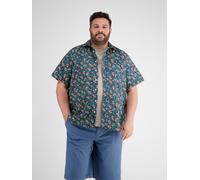 Kurzarmhemd LERROS "Floral gemustertes Halbarmhemd in Übergrößen", Herren, Gr. 4XL, extraweit, earth rot, 97% Baumwolle, 3% Elasthan, Hemden Kurzarmhemd (15722831-4XL)