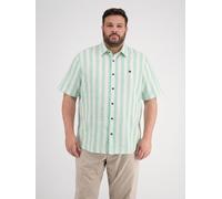 Kurzarmhemd LERROS "Gestreiftes Kurzarmhemd in grossen Größen", Herren, Gr. 3XL, extraweit, mint water, 76% Baumwolle, 24% Polyester, Hemden (33372630-XXXL) mint water
