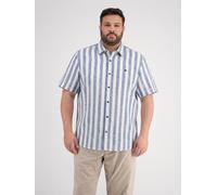 Kurzarmhemd LERROS "Gestreiftes Kurzarmhemd in grossen Größen", Herren, Gr. 4XL, extraweit, true blau, 76% Baumwolle, 24% Polyester, Hemden (17670238-4XL) true blau