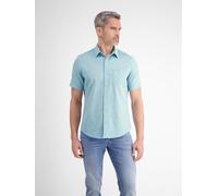 Kurzarmhemd LERROS "Halbarmhemd mit Leinenanteil, unifarben", Herren, Gr. XXL, Normalgrößen, coastal blau, 80% Baumwolle, 20% Leinen, Hemden (61313151-XXL) coastal blau