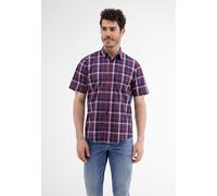 Kurzarmhemd LERROS "Halbarmhemd *Poplin Check*", Herren, Gr. S, Normalgrößen, rot (hibiscus rot), 100% Baumwolle, Hemden Kurzarmhemd (27699059-S)